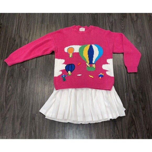Cotton Salsa 3D Knit Cardigan Sweater Hot Air Balloons Peru Size Large/X-Large - Picture 1 of 16